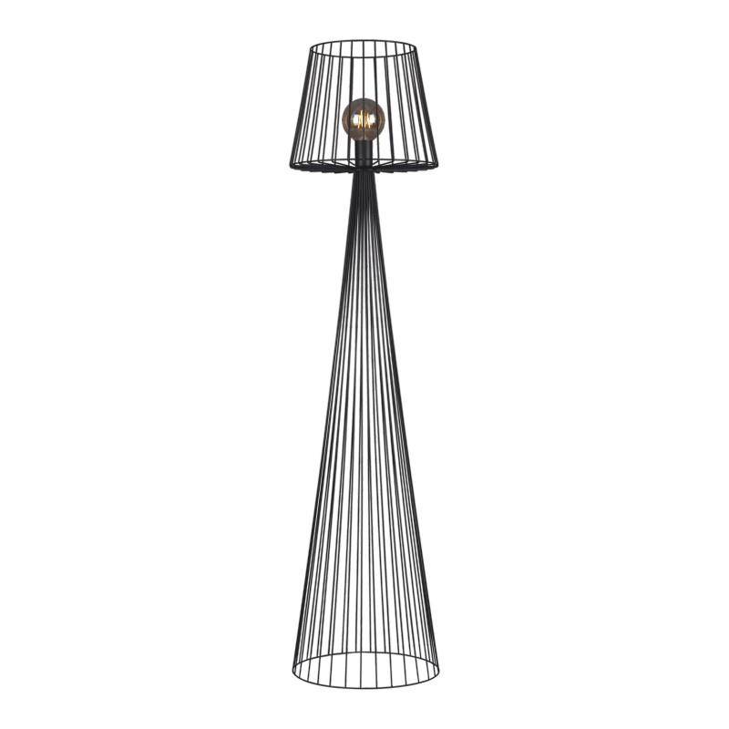 Czarna, druciana, industrialna lampa stojca K-4643 z serii SOUL BLACK