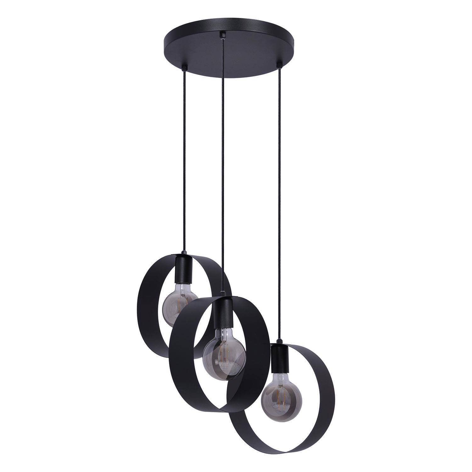 Czarna lampa wiszca z trzema dekoracyjnymi okrgami K-4977 z serii EMI