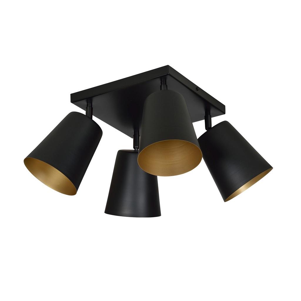 Regulowane klosze listwa lampa sufitowa czarny/zoty 4x60W 60cm 406/4 PRISM 4