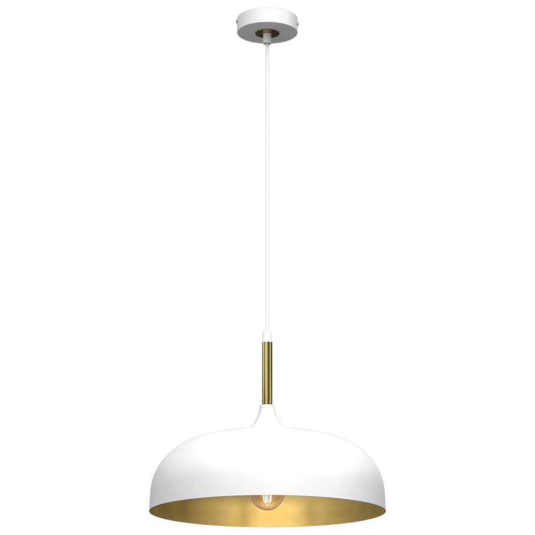 Lampa wiszca LINCOLN WHITE/GOLD 1xE27 35cm