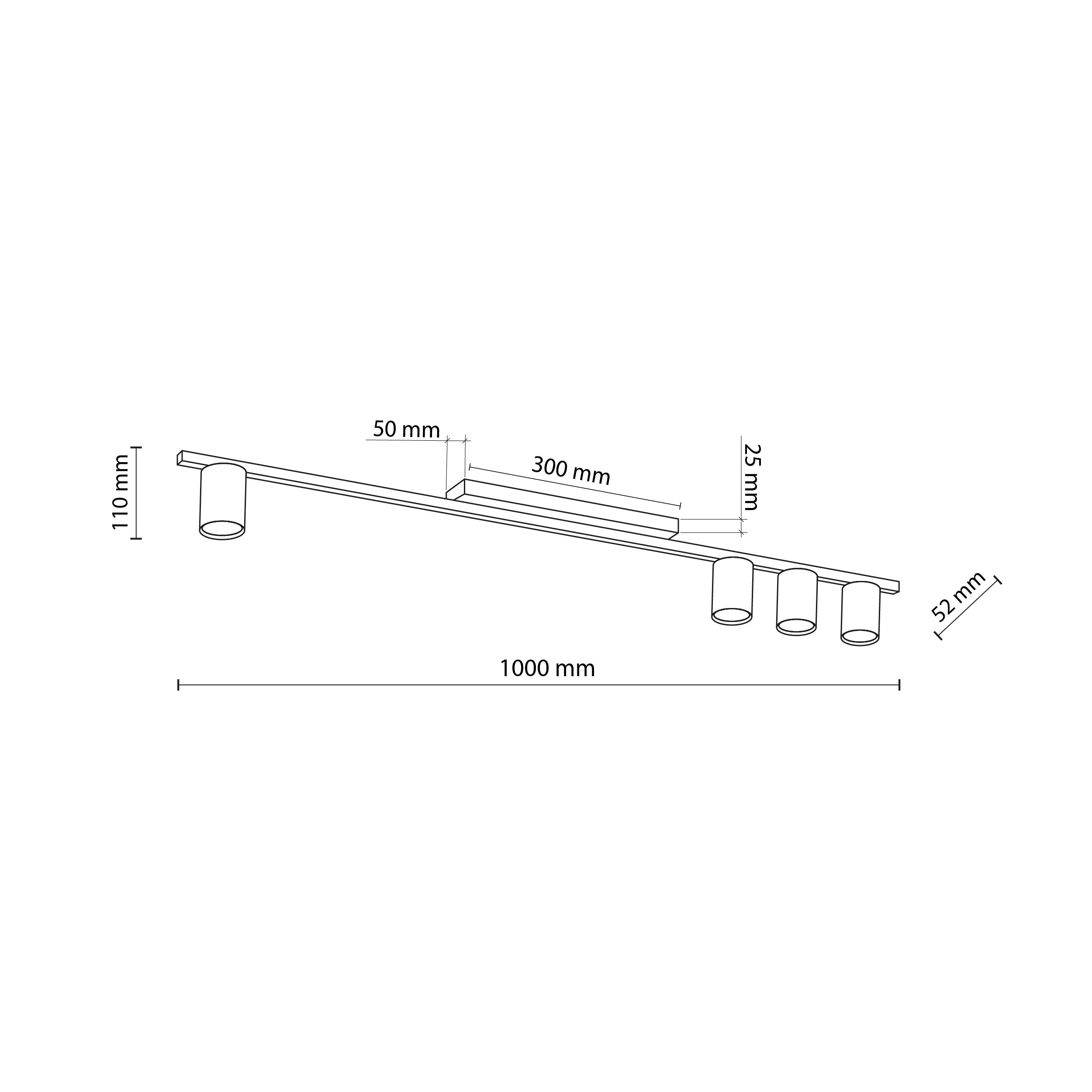 Minimalistyczna lampa sufitowa z bia obudow 4xGU10 LOGAN 4571