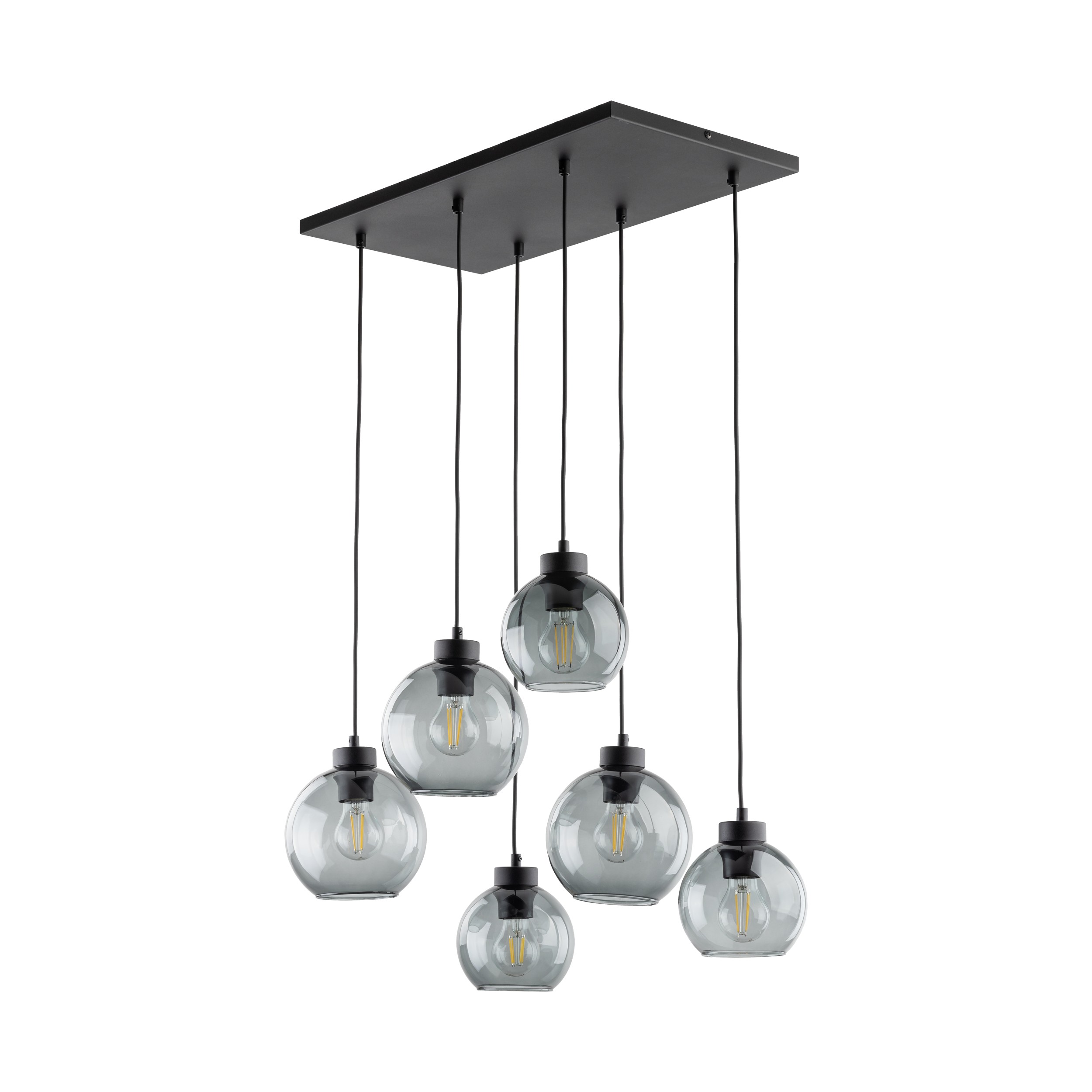 Lampa sufitowa wiszca yrandol szklana nowoczesna 6xE27 czarny/grafitowy CUBUS 2833 TK Lighting