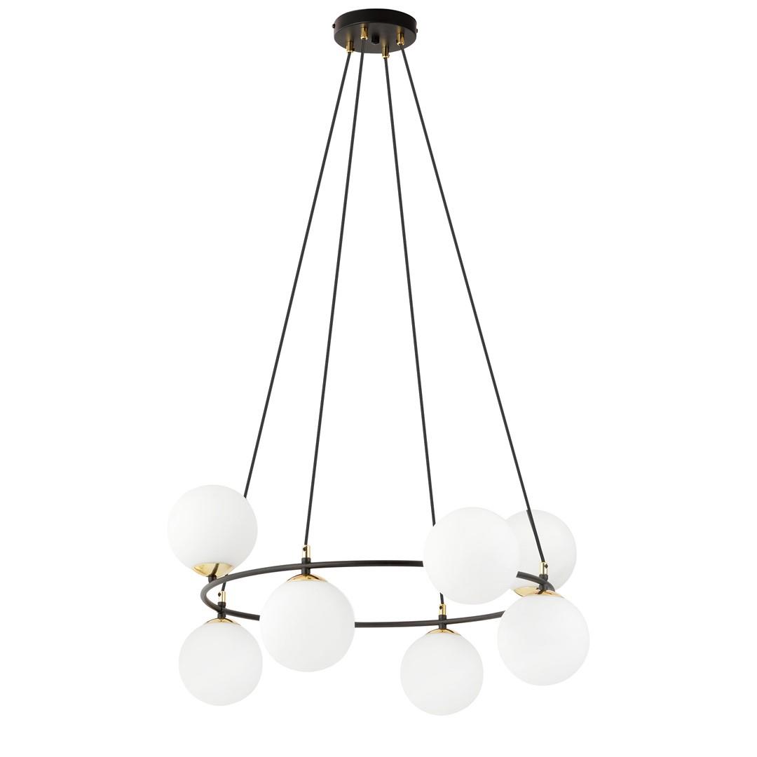 Modernistyczna lampa okra wiszca kule AZURA 7 BL OPAL 1295/7