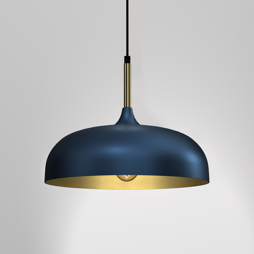 Lampa wiszca LINCOLN BLUE/GOLD 1xE27 35cm