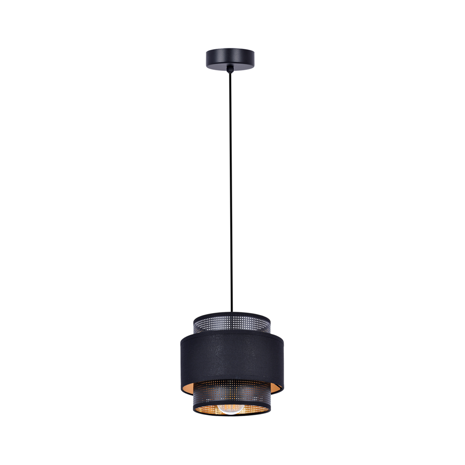 Elegancka lampa wiszca z czarno-zotymi abaurami K-5280 z serii AMOS