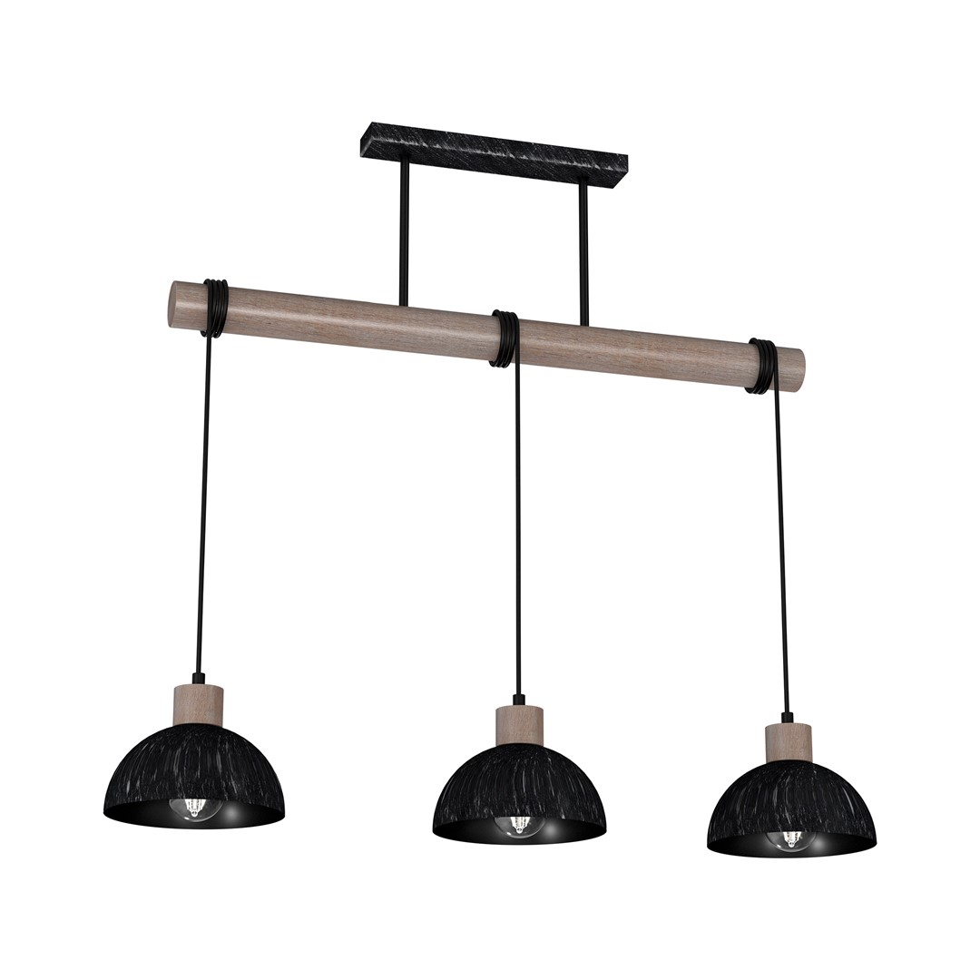 Lampa wiszca ERIK Sawn black/Patinated wood 3XE27