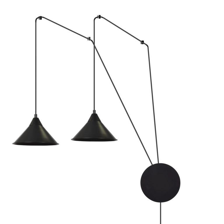 Lampa do biura design czarny loft 2x60W E27 160/2 ABRAMO 2