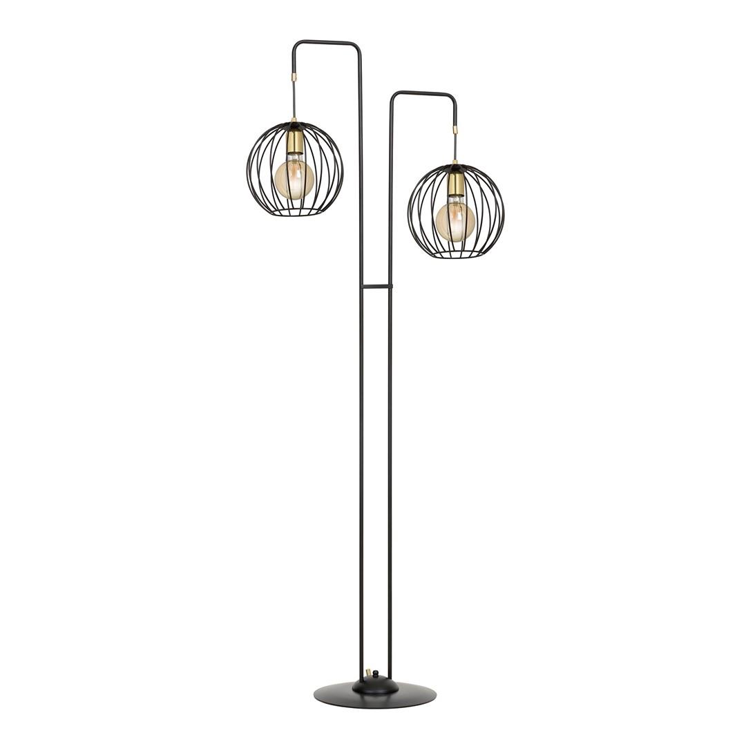 Wysoka lampa podogowa metalowa 2x60W E27 155cm czarny/zoty 144/LP2 ALBIO LP2