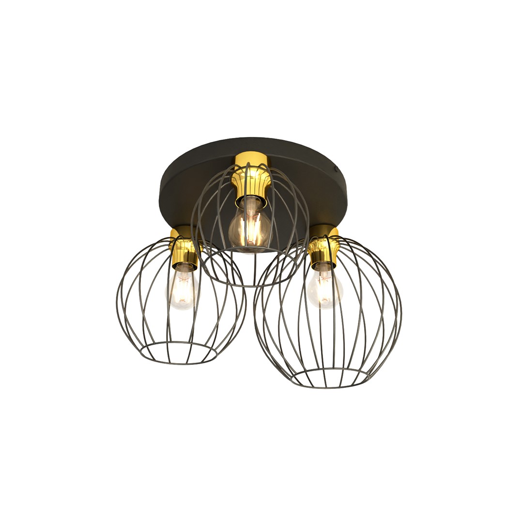 Lampa sufitowa czarny/zoty 3xE27 Nest Emibig 1370/3PREM