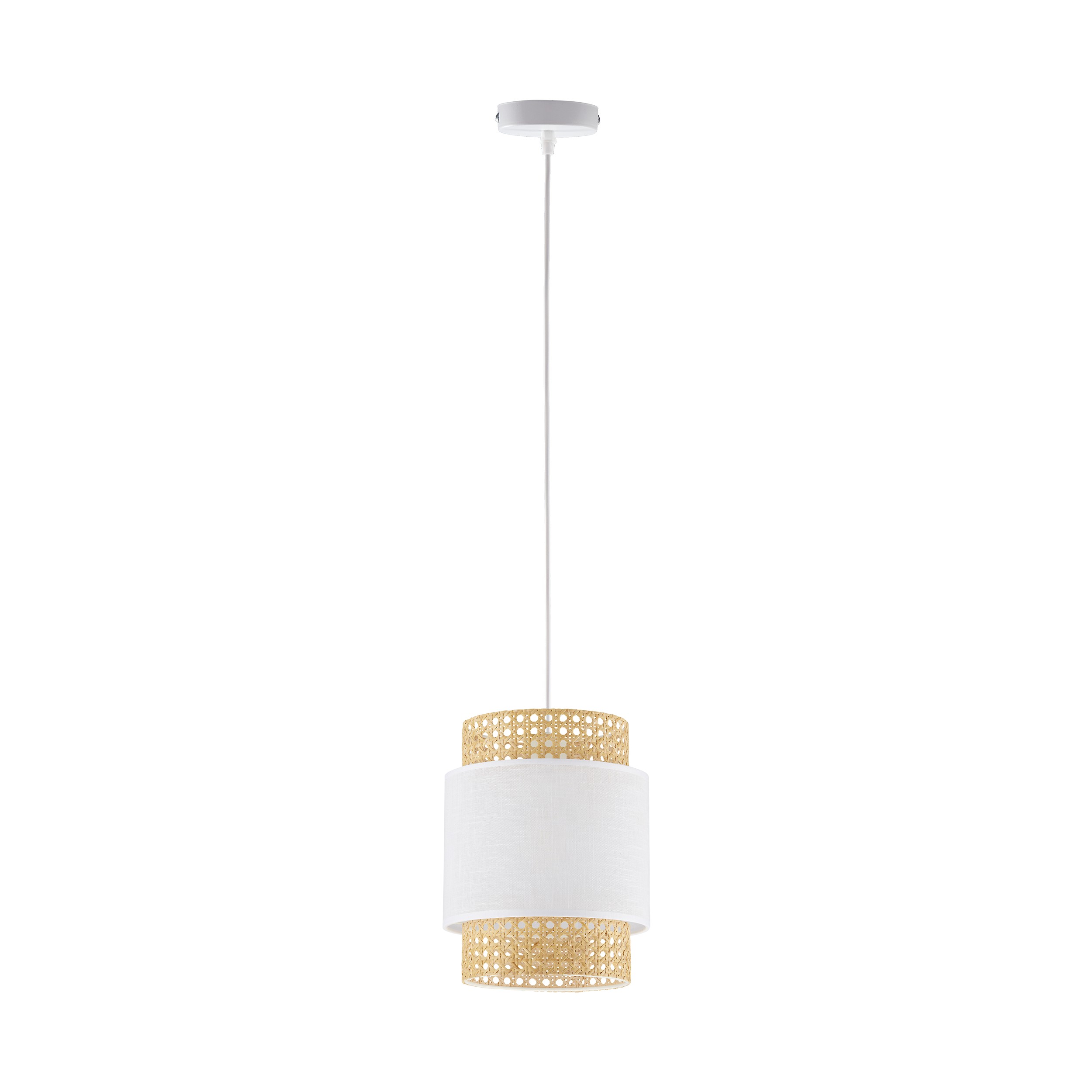 Rattanowa lampa z eleganckim abaurem BOHO WHITE 6528