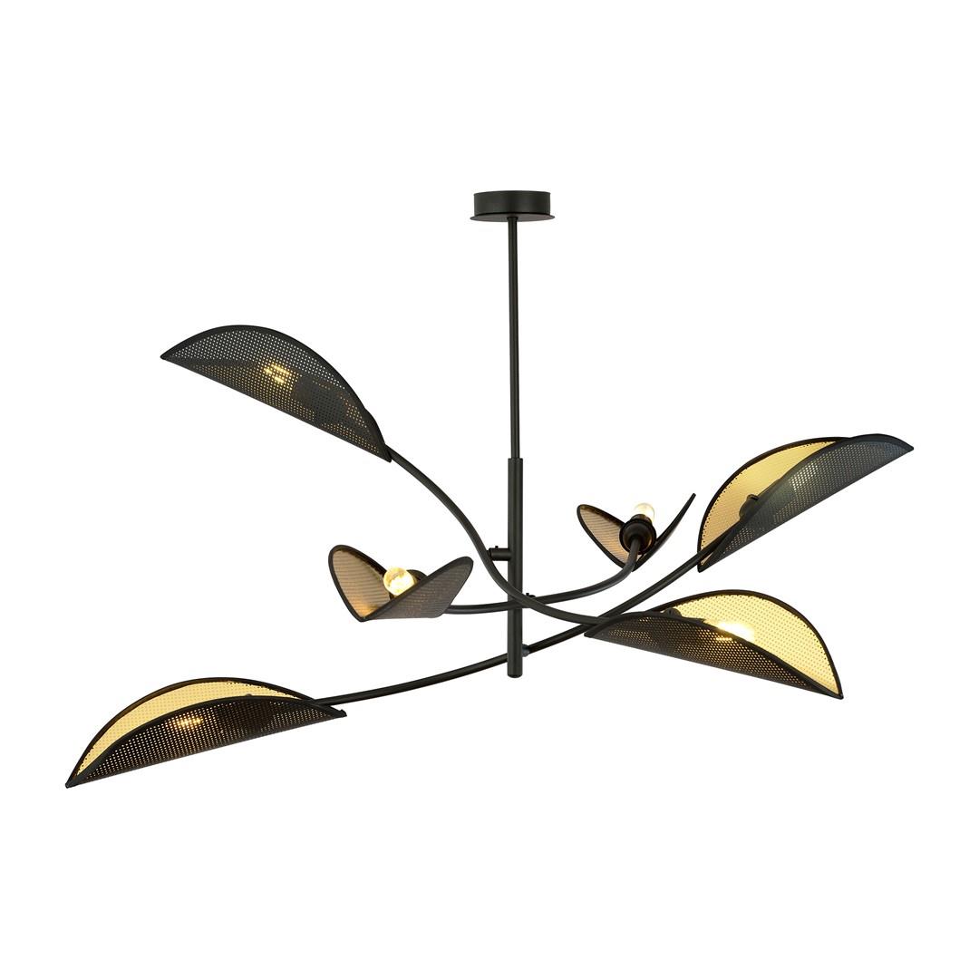 Elegancka lampa sufitowa do salonu metal/abaur 6-punktowa LOTUS 1106/6