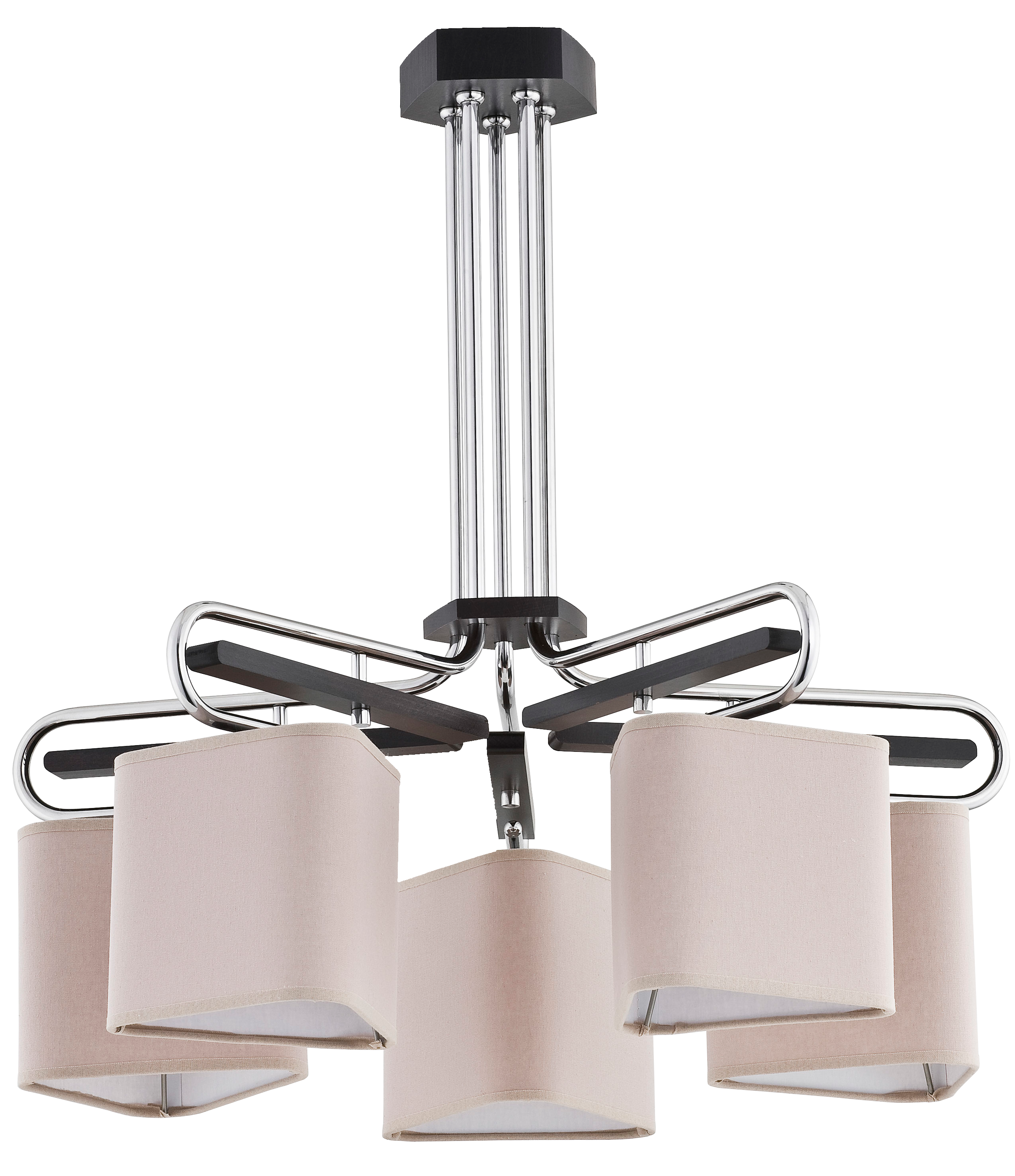 Drewniana lampa sufitowa z abaurami Markiz 5xE14