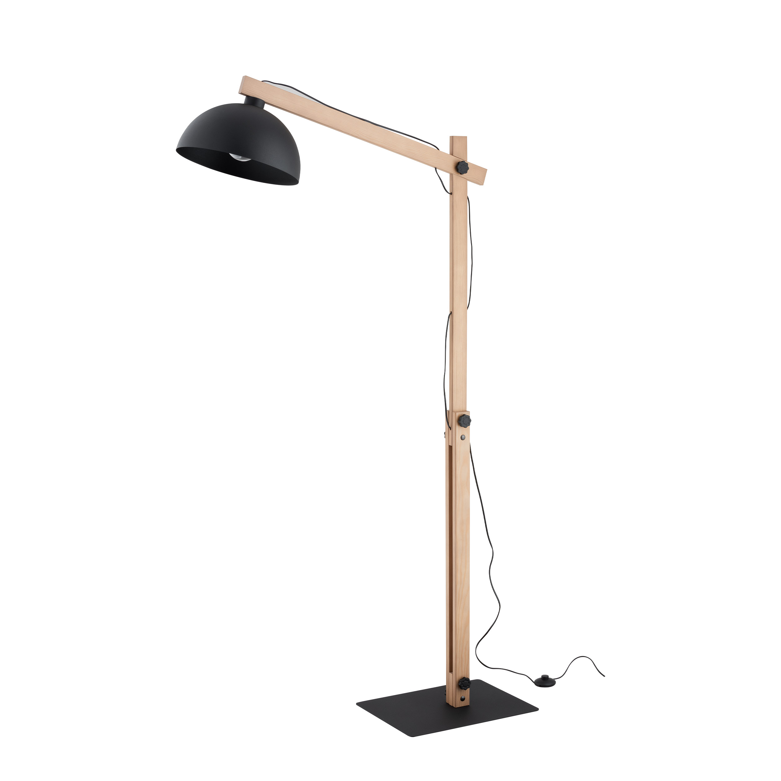 Regulowana czarna lampa stojca drewniana 15W OSLO 5582