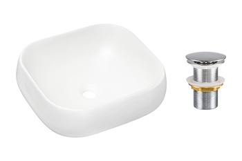 Ceramiczna umywalka nablatowa 45cm SET-NIKA MW T201L-3 Comad z korkiem click‑clack