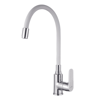 BATERIA ZLEWOZMYWAKOWA JOGA Z RUCHOMĄ WYLEWKĄ, KOLOR BIAŁY