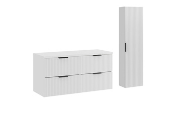 Zestaw mebli łazienkowych Adel White 120cm z blatem i Szafką wysoką – set-adw b white 120cm hc
