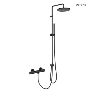 Oltens Hamnes zestaw prysznicowy z baterią prysznicową ścienną czarny mat 36051300