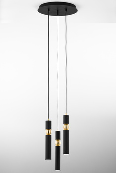 ALAS nowoczesny żyrandol 3-punktowy czarny kulka ms plafon2013