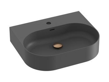 Owalna umywalka ceramiczna nablatowa Ravak Ceramic O Slim 55 cm Wall N antracyt XJX03155002