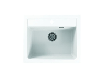 Zlewozmywak granital 1- komorowy 59 x 50 cm ATROX 30 11 biały + syfon POP-UP 3 1/2  1131991