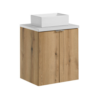 Zestaw mebli łazienkowych Nova Oak 50cm z blatem i umywalką nablatową Gaja – set-noa b white 50cm d un gaja 35 sw