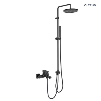 Oltens Hadsel zestaw prysznicowy z baterią wannowo-prysznicową ścienną czarny mat 36054300