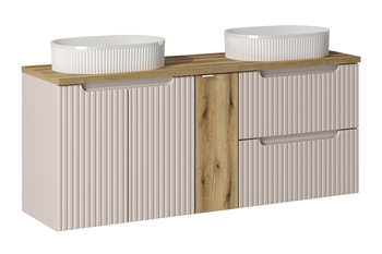 Zestaw mebli łazienkowych Nova Cashmere 140cm z blatem i 2 umywalkami nablatowymi Beyond – set-noc b oak 140cm d/s un beyond 5 wh