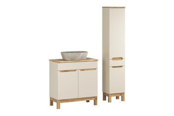 Zestaw meblowy 80cm z blatem, umywalką nablatową Anna i szafką wysoką SET-BAC B NAT WOTAN 80CM UN ANNA HC