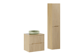 Zestaw mebli łazienkowych Nordic Cremona 60cm z blatem, umywalką nablatową River i szafką wysoką – SET-NC B CREMONA 60CM UN RIVER 1 OG HC