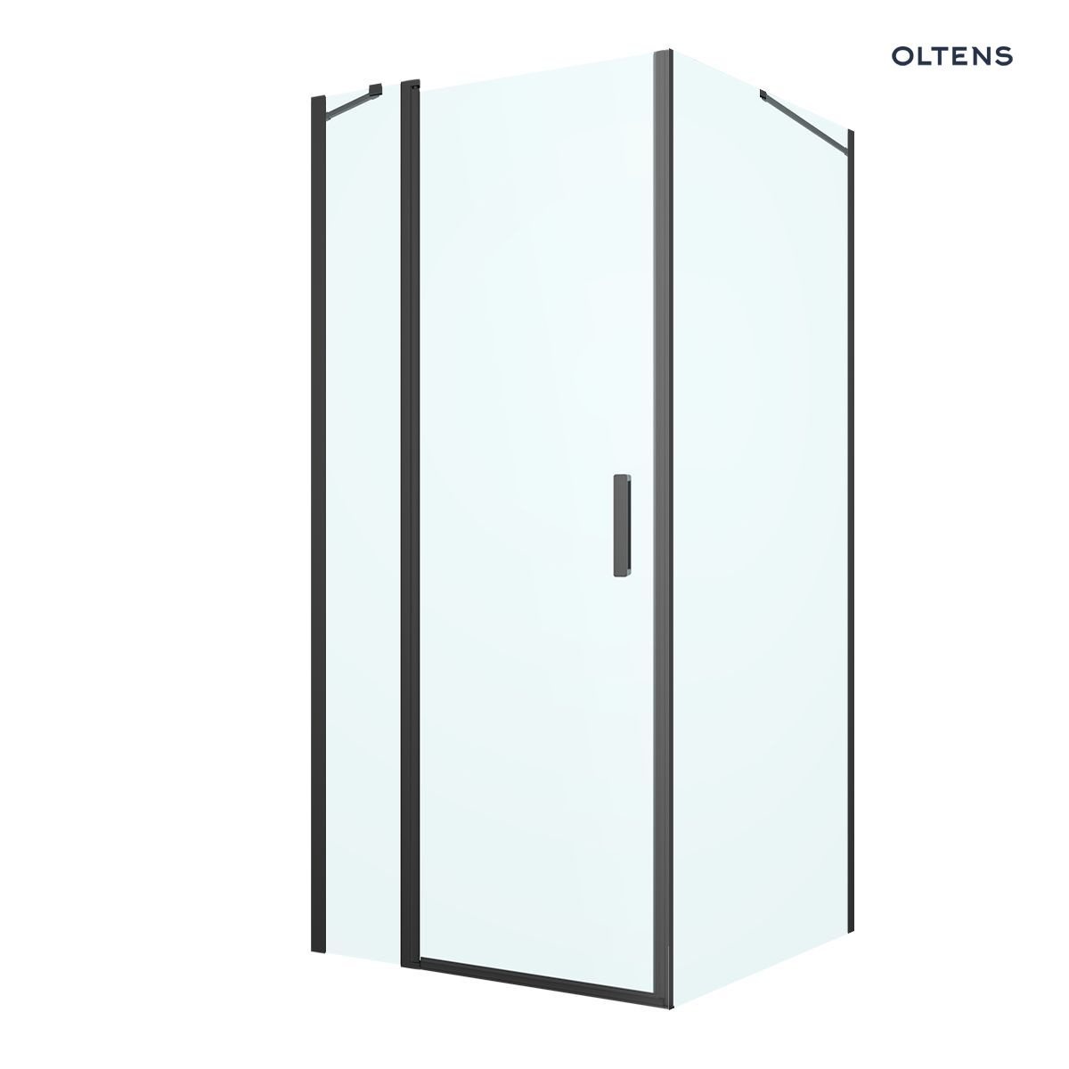 Oltens Verdal kabina prysznicowa 90x100 cm prostokątna drzwi ze ścianką czarny mat/szkło przezroczyste 20208300