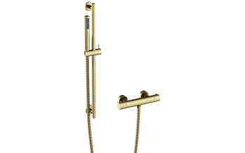 Besco BP-VNTII-ZS Zestaw prysznicowy natynkowy termostatyczny Veo II / Decco / Illusion złoty szczotkowany, złoto szczotkowane