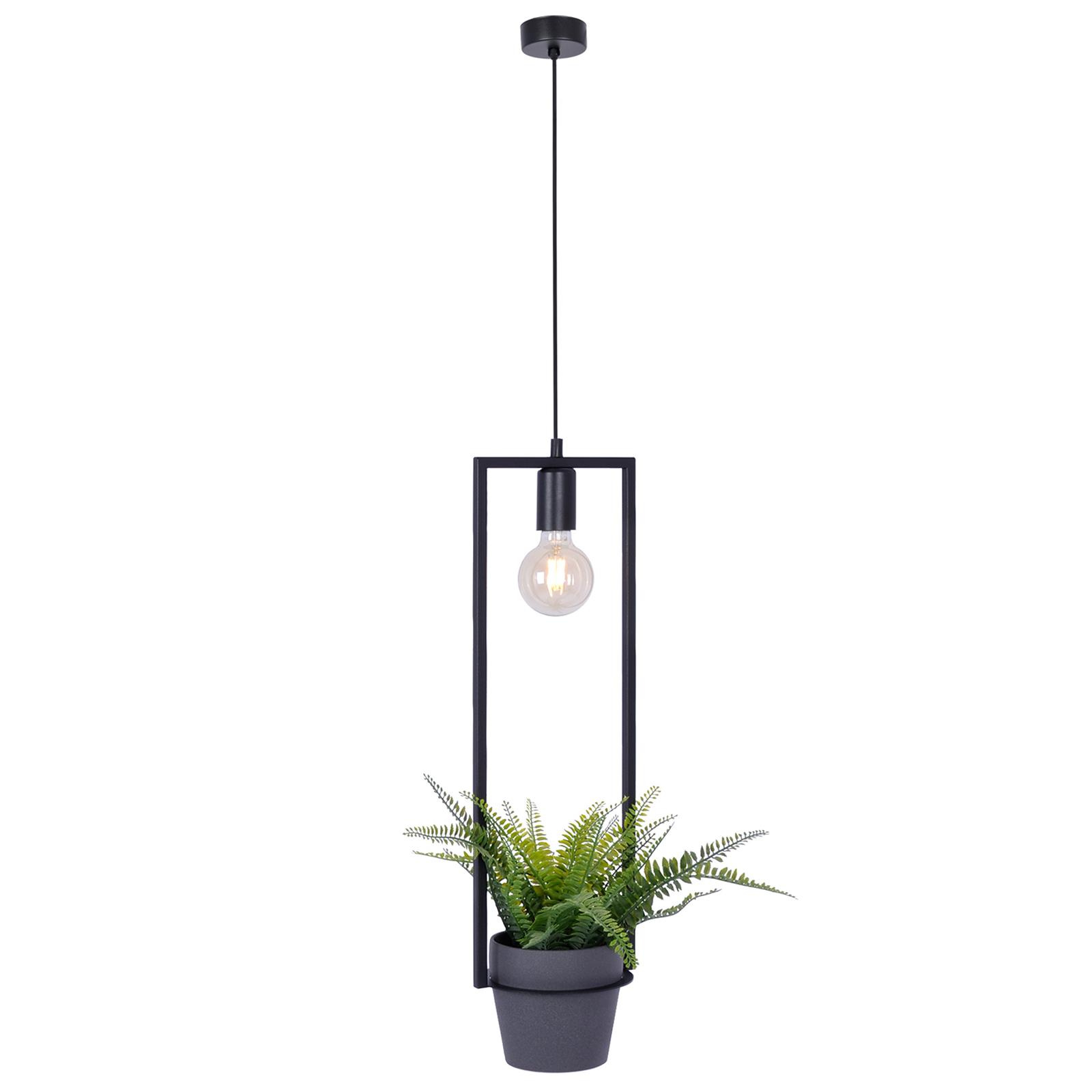 Czarna lampa wiszca z kwietnikiem K-4038 z serii ESTERA