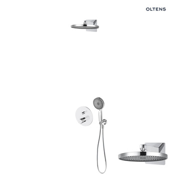 Oltens Hamnes zestaw bateria wannowo-prysznicowa podtynkowa z deszczownicą Vann i słuchawką 3 funkcyjną Havis EasyClick chrom 36024100