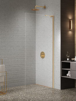 Walk-in 90x200 Złoty 8 mm – NESTA GOLD BRUSHED K-1740-WL z powłoką Active Shield 2.0 | Szczotkowanie