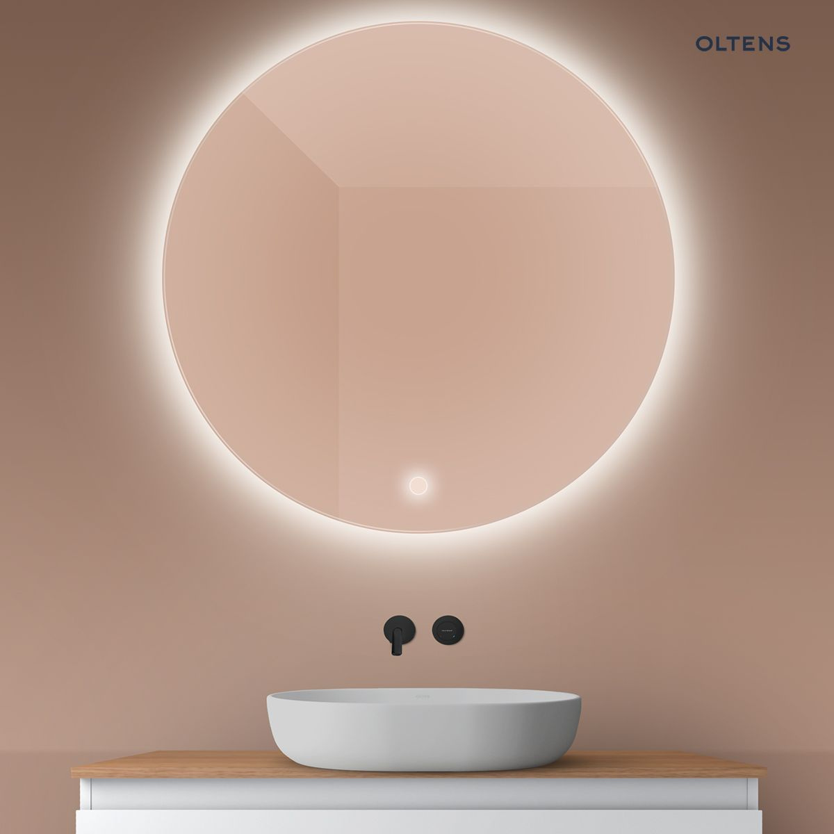 Oltens Nordlis lustro 100 cm okr�g�e z o�wietleniem LED i systemem Klarglas 64110000