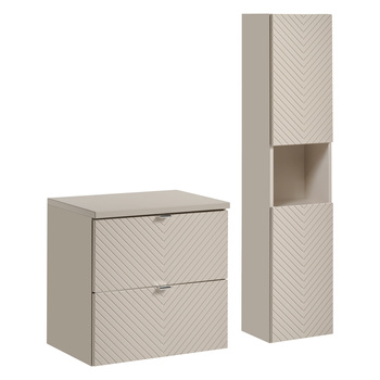 Zestaw mebli łazienkowych Viva Cashmere 60cm z blatem i Szafką wysoką – SET-VIC B CASHMERE 60CM S HC