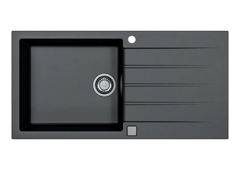 Zlewozmywak czarny CADIT 50 1000x500 Granital 1 komorowy z ociekaczem z syfonem POP-UP  1140598