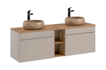 Zestaw mebli łazienkowych Iconic Cashmere 140cm z blatem i 2 umywalkami nablatowymi Wiki – SET - ICC B 140 CM WIKI-MC 81-01 COAST EVOKE OAK