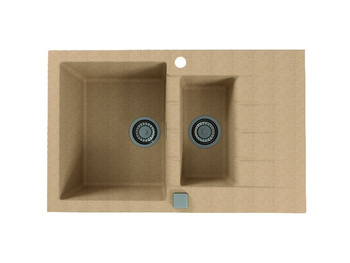 Zlewozmywak 1,5 komory CADIT 70 beżowy 79 x 50 cm + syfon POP-UP 3 1/2  1131359