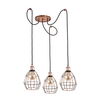 Lampa wisząca pająk  Firefox barwa miedzi 3xE27