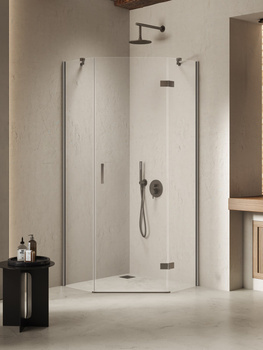 Kabina prysznicowa 80x80x200 Gunmetal 6 mm – NESTA GUNMETAL BRUSHED K-4786 z powłoką Active Shield 2.0 | Szczotkowanie