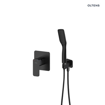 Oltens Hadsel zestaw bateria prysznicowa podtynkowa ze słuchawką 1-funkcyjną Tinde czarny mat 36048300