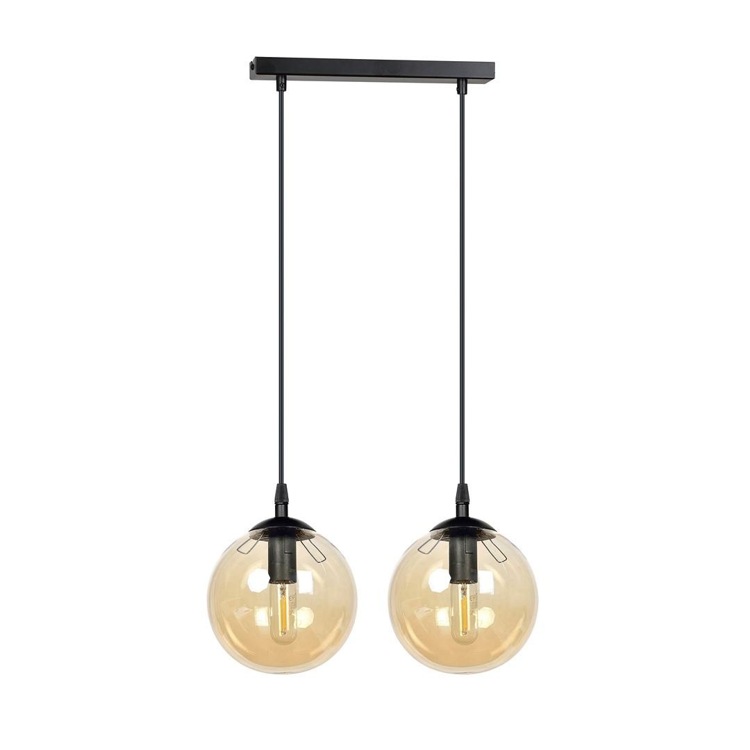 Podwjna lampa wiszca z kloszami 40W czarny/miodowy 713/2 COSMO 2