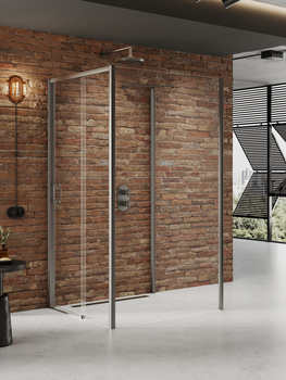 Kabina prysznicowa 100x120x200 Gunmetal 6 mm – PRIME GUNMETAL BRUSHED K-4947 z powłoką Active Shield 2.0 | Szczotkowanie