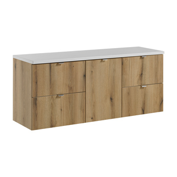 Zestaw mebli łazienkowych Nova Oak 140cm z blatem – set-noa b white 140cm s