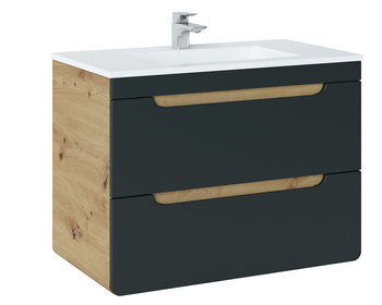 Szafka pod umywalkę Comad Dąb Craft, Szary Kosmos 80 cm – ARUBA COSMOS 821- 80CM FSC