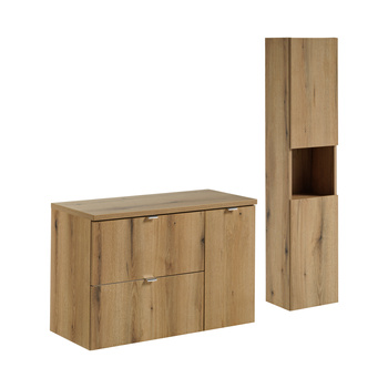 Zestaw mebli łazienkowych Nova Oak 90cm z blatem i szafką wysoką – set-noa b oak 90cm s hc