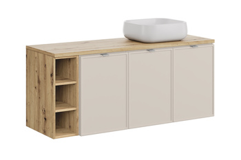 Zestaw mebli łazienkowych Bella Cashmere 140cm z blatem i umywalką nablatową Nika – set-bc b artisan 140cm un nika wh