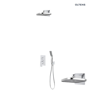 Oltens Hadsel zestaw bateria wannowo-prysznicowa podtynkowa z deszczownicą Vann (S) i słuchawką 1 funkcyjną Tinde chrom 36043100