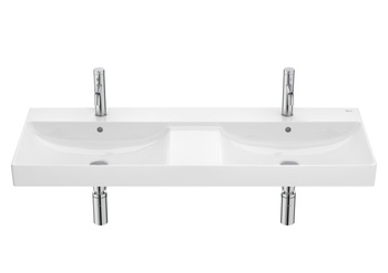 ONA Umywalka meblowa UNIK podwójna 120x46 cm Fineceramic® BIAŁY POŁYSK